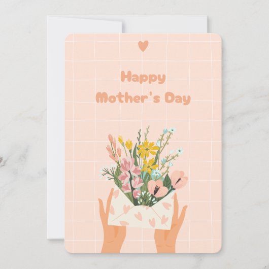 桃の花のイラストが入った母の日のカード シーズンカード (正面)