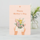 桃の花のイラストが入った母の日のカード シーズンカード (スタンド正面)