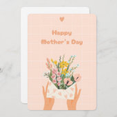 桃の花のイラストが入った母の日のカード シーズンカード (正面/裏面)