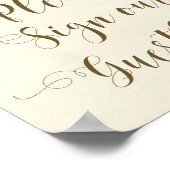 桃の花のウェディングゲストブックサイン アイボリー ポスター (角)