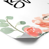 桃の花のウェディングシャワーの歓迎看板 ポスター (角)