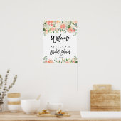 桃の花のウェディングシャワー歓迎看板 ポスター (キッチン)