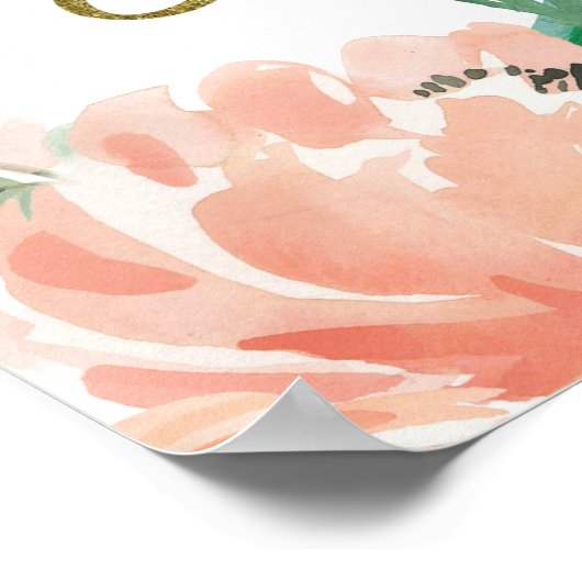 桃の花のウェディングシャワー フォトブースフレーム ポスター (角)