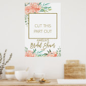 桃の花のウェディングシャワー フォトブースフレーム ポスター (キッチン)