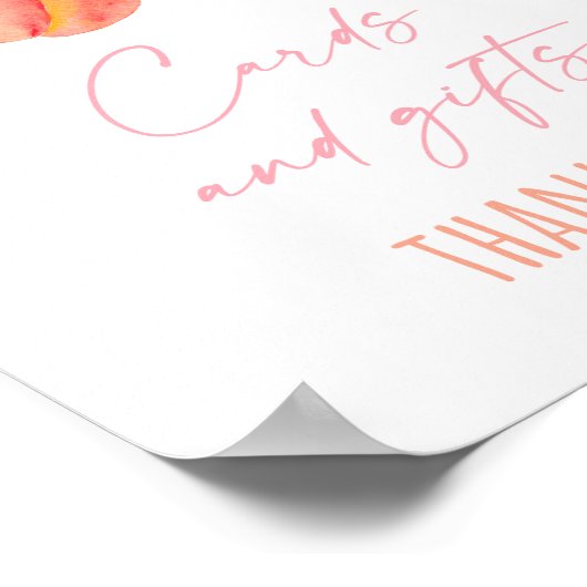 桃の花のカードとギフト誕生日のサイン ポスター (角)