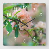 桃の花のクリンスウォールクロック スクエア壁時計 (正面)