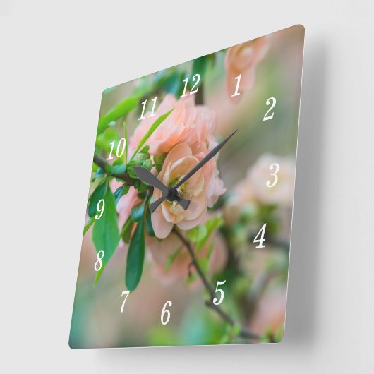 桃の花のクリンスウォールクロック スクエア壁時計 (傾斜)
