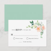 桃の花のグリーンウェディングの出欠確認カード 出欠カード (正面/裏面)