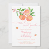 桃の花のスイートピーチ誕生日 招待状 (正面)