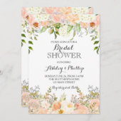 桃の花のハイドランジアの結婚前お披露目パーティーの招待状 招待状 (正面/裏面)