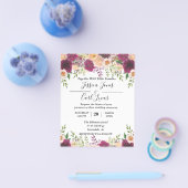 桃の花のバラ色水彩秋予算 チラシ (シングル)