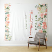 桃の花のブライダルシャワー フォトブース背景 タペストリー (インサイチュ(横))