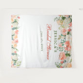 桃の花のブライダルシャワー フォトブース背景 タペストリー (正面(横))