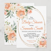 桃の花のベビーシャワー招待状 招待状 (正面/裏面)