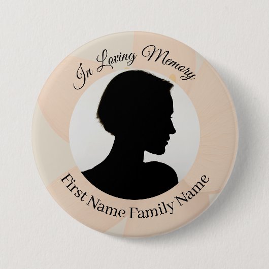 桃の花のメモリアルフォトボタン 缶バッジ (正面)