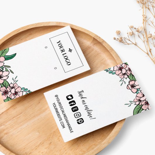 桃の花のロゴソーシャルメディアのイヤリングディスプレイ 名刺