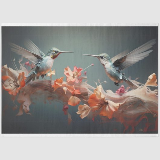 桃の花の上を羽ばたいているトンボの切り株 薄葉紙 (正面)