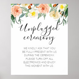 桃の花の写真なしのアンプラグドウェディングセレモニー ポスター