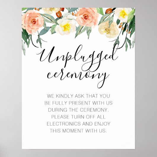 桃の花の写真なしのアンプラグドウェディングセレモニー ポスター (正面)