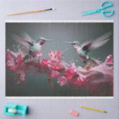 桃の花の切り離しに舞うトンボ 薄葉紙 (クラフト)