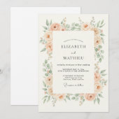 桃の花の幻想的なウェディング ブルーム 招待状 (正面/裏面)