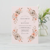 桃の花の幻想的なウェディング 招待状 (スタンド正面)
