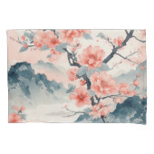 桃の花の日本風景 枕カバー (正面左)