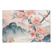 桃の花の日本風景 枕カバー (正面右)