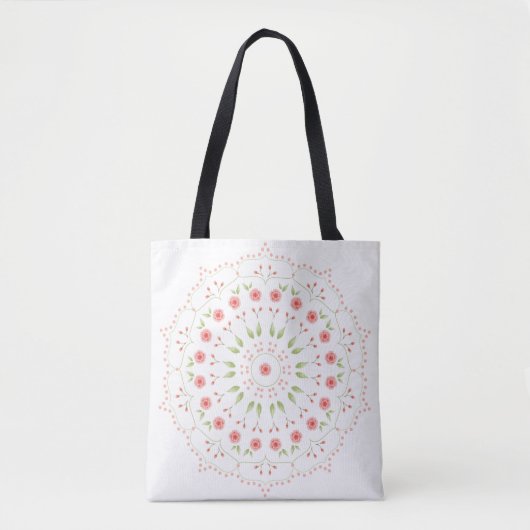 桃の花の曼荼羅トートバッグ トートバッグ (正面)