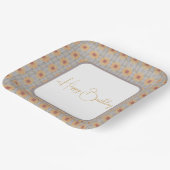 桃の花の模様のスクエア ペーパープレート (傾斜あり)