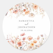 桃の花の水の結婚色 ラウンドシール (正面)