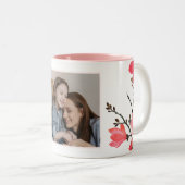 桃の花の水の色の母の日の写真マグカップ ツートーンマグカップ (正面右)