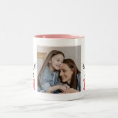 桃の花の水の色の母の日の写真マグカップ ツートーンマグカップ (中央)
