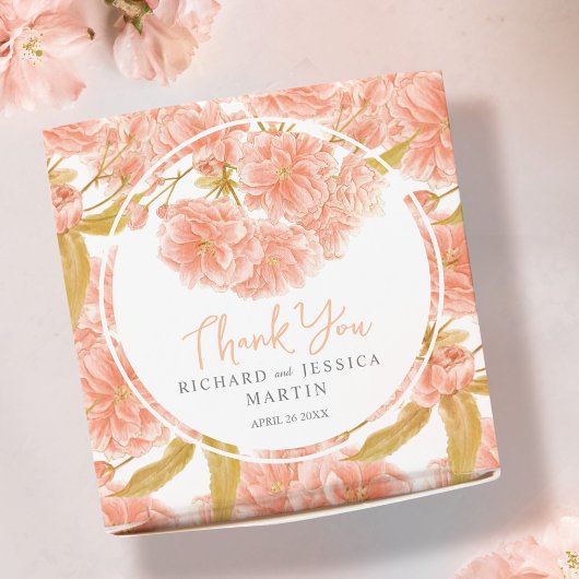 桃の花の水色のフローラパターン（の模様が）あるカスタム フェイバーボックス