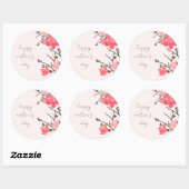 桃の花の水色の母の日の丸いシール ラウンドシール (シート)