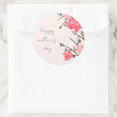 桃の花の水色の母の日の丸いシール ラウンドシール (バッグ)