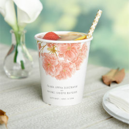 桃の花の水色の結婚花のカップ 紙コップ