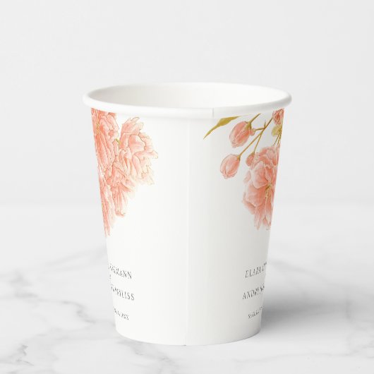 桃の花の水色の結婚花のカップ 紙コップ (右)