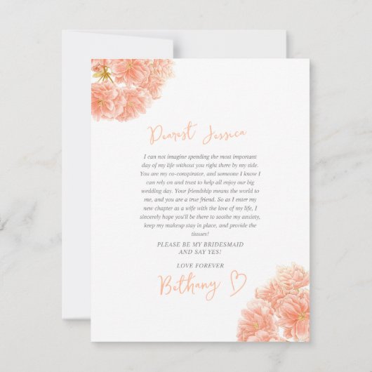 桃の花の水色の花嫁の提案 ノートカード (裏面)