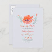 桃の花の水色を保存した日付 案内ポストカード (正面/裏面)