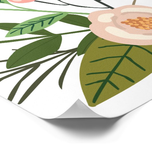 桃の花の牧場 ブライダルシャワーまたはベイビーシャワーのウェルカムサイン ポスター (角)