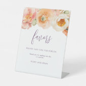 桃の花の紫色の結婚式の好意を取って下さい 台座サイン (正面)