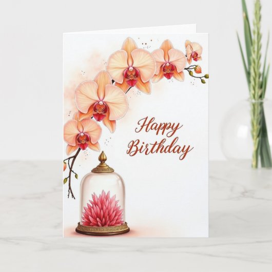 桃の花の誕生日カード カード (正面)