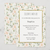 桃の花の誕生日 招待状 (正面/裏面)