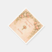 桃の花の1歳の誕生日 スタンダードカクテルナプキン (角)