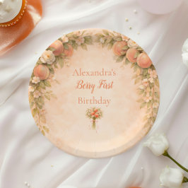 桃の花の1歳の誕生日 ペーパープレート