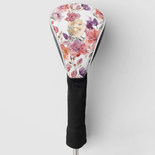 桃の花びら 水彩 花 ボタニカル ブルーム ゴルフヘッドカバー (正面)