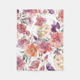 桃の花びら 水彩 花 ボタニカル ブルーム フリースブランケット