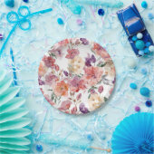 桃の花びら 水彩 花 ボタニカル ブルーム ペーパープレート (パーティー)