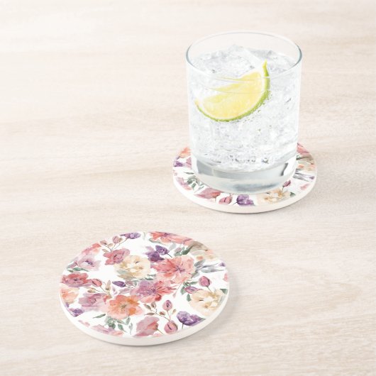 桃の花びら 水彩 花 ボタニカル 花のデザイン コースター (側面)